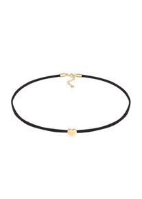 Choker Elli "Halskette Choker Herz Satinband 925 Silber" Gr. 36, gold, Halsketten, Damen, ohne Stein, Silber 925 (Sterlingsilber), Choker