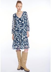 Meshkleid ZABAIONE "Ne44vra", Damen, Gr. M, N-Gr, blau (n219 navy), Web, Obermaterial: 92% Polyester, 8% Elasthan, bedruckt, normal, V-Ausschnitt, elastischer Bund, Kleider Meshkleid, Sommerkleid
