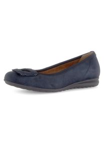 Ballerina Gabor "FLORENZ", Damen, Gr. 37, blau (dunkelblau), Ziegenveloursleder, unifarben, festlich, Schuhe Ballerina, Bequemschuh, Businesschuh, Elastikeinfass, Komfortweite G (=weit)