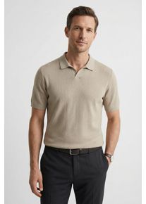 Poloshirt OLYMP "Strick Casual", Herren, Gr. S, beige, Feinstrick, Obermaterial: 50% Baumwolle, 50% Lyocell, unifarben, regular fit h&uuml;ftbedeckend, Rippb&uuml;ndchen, Shirts Poloshirt, mit geripptem Kragen, unifarben