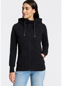 Kapuzensweatjacke Ragwear "NESKIA ZIP B O", Damen, Gr. 3XL, schwarz, Sweatware, Obermaterial: 95% Baumwolle, 5% Elasthan, unifarben, h&uuml;ftlang, Rundhals, Rippb&uuml;ndchen, Sweatjacken Kapuzensweatjacke, mit hochgeschnittener Kapuze mit Kordel