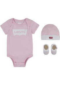 Body LEVI'S KIDS "Neugeborenen-Geschenkset", Jungen, Gr. 1 (62/68), N-Gr, rosa, Obermaterial: 100% Baumwolle. S&ouml;ckchen: 62% Baumwolle, 34% Polyester, 4% Elasthan, bedruckt, Bodys Body, UNISEX