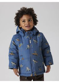 Outdoorjacke name it "NMMMAX PA JACKET AOP NOOS", Jungen, Gr. 98, vintage indigo aop:dino car, Web, Obermaterial: 100% Polyester, bedruckt, h&uuml;ftbedeckend, Jacken Outdoorjacke