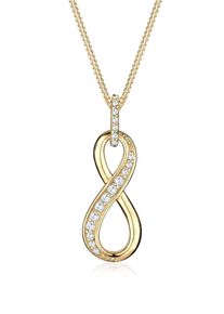 Silberkette Elli "Halskette Infinity Love Symbol Zirkonia 925 Silber" Gr. 45, gold, Halsketten, Damen, mit Stein, Silber 925 (Sterlingsilber), Silberkette