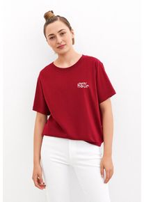 V&eacute;ro Moda T-Shirt VERO MODA "VMFRIGGA PAULINA SS TOP BOX JRS GA", Damen, Gr. S, rot (karanda rot print:happy hour), Jersey, Obermaterial: 100% Baumwolle, bedruckt, loose fit normal, Rundhals, Shirts T-Shirt