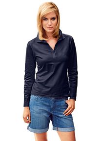 Poloshirt Heine "Poloshirt", Damen, Gr. 50, blau (marine), 95% Baumwolle, 5% Elasthan, unifarben, Shirts Poloshirt