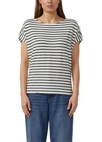 Kurzarmshirt s.Oliver, Damen, Gr. 38, sanftes wei&szlig; stripe, Jersey, Obermaterial: 95% Viskose, 5% Elasthan, gestreift, normal h&uuml;ftbedeckend, Rundhals, abgesteppte Kante, Shirts Kurzarmshirt, Sommershirt mit grafischem Muster