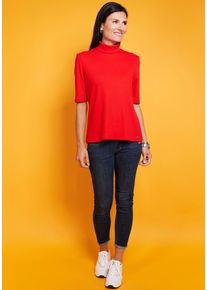Rollkragenshirt Seidel Moden, Damen, Gr. 54, rot, Jersey, Obermaterial: 69% Polyester, 28% Viskose, 3% Elasthan, unifarben, Basic, bequem h&uuml;ftlang, abgesteppt, Shirts Rollkragenshirt, mit gerippter Struktur, MADE IN GERMANY