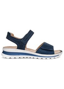 Keilsandalette Ara "TAMPA", Damen, Gr. 36, blau (nachtblau), Glattleder, Veloursleder, unifarben, Schuhe Keilsandalette, Sommerschuh, Sandale, Keilabsatz, mit Klettverschl&uuml;ssen, G-Weite