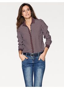 Druckbluse Heine, Damen, Gr. 48, rot (bordeaux, grau), 100% Viskose, bedruckt, gemustert, Blusen Druckbluse