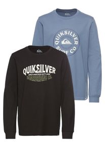 Langarmshirt Quiksilver "RUGGED AROUND LS PACK YOUTH", Jungen, Gr. 16 (170/176), schwarz (schwarz, shadow blau), Obermaterial: 100% Baumwolle, Shirts Langarmshirt