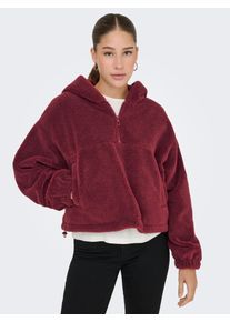 Fleecejacke Only "ONLSIENA TEDDY ANORAK LIFE CC OTW", Damen, Gr. XL, rot (cabernet), Web, Obermaterial: 100% Polyester, unifarben, regular fit, B&uuml;ndchen, Jacken Fleecejacke