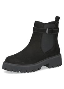 Chelseaboots Caprice, Damen, Gr. 40, schwarz, Leder, Textil, Schuhe Chelseaboots, Blockabsatz, Stiefelette mit Zierriemchen