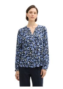 Klassische Bluse Tom Tailor, Damen, Gr. 42, blau (blau autumn floral design), Obermaterial: 100% Viskose, mit Knopf,&Auml;rmel mit &Auml;rmelschlitz, Blusen Klassische Bluse