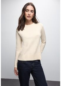 Rundhalspullover Street One, Damen, Gr. 44, soft beige, Strick, Obermaterial: 33% Polyester, 31% Polyacryl, 24% Baumwolle, 12% Polyamid, unifarben, regular fit normal, Rundhals, Rippb&uuml;ndchen, Pullover Rundhalspullover, mit Rippb&uuml;ndchen