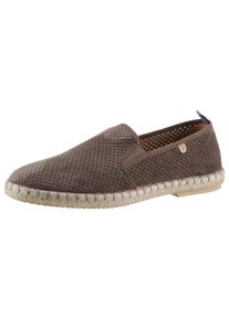 Espadrille VERBENAS "Tom Pacific", Damen, Gr. 41, grau (taupe), Textil, Veloursleder, Schuhe Espadrille, Loafer, Slipper, Sommerschuh, Strandschuh mit Stretcheins&auml;tze
