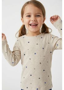 Langarmshirt name it "NMFNUTTI LS TOP NOOS", M&auml;dchen, Gr. 80, peyote melange aop:hearts, Feinripp, Obermaterial: 57% Baumwolle, 38% Modal, 5% Elasthan, bedruckt, Basic normal, Rundhals, abgesteppte Kante, Shirts Langarmshirt, mit tollem Herzchen-Alloverprint