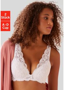 Push-up-BH Petite Fleur, Damen, Gr. 75, Cup D, schwarz-wei&szlig; (wei&szlig;, schwarz), Spitze, Obermaterial: 60% Polyamid, 35% Polyester, 5% Elasthan, BHs Push-up-BH, in High Apex Schnittform, Dessous, Topseller