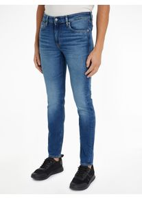 Slim-fit-Jeans Calvin Klein Jeans "SLIM TAPER", Herren, Gr. 38, L&auml;nge 34, blau (denim medium), Denim/Jeans, Obermaterial: 90% Baumwolle, 8% Polyester, 2% Elasthan, unifarben, slim fit, Jeans Slim-fit-Jeans, im 5-Pocket-Style