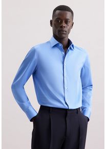 Businesshemd Seidensticker "Schwarze Rose", Herren, Gr. XL (44), normale &Auml;rmell&auml;ngen, mittelblau, 100% Baumwolle, unifarben, slim fit, 2-Knopf-Manschette, Hemden Businesshemd, Slim 1/1 Kentkragen Uni