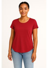 V&eacute;ro Moda Blusenshirt VERO MODA "VMBELLA SS TOP WVN GA NOOS", Damen, Gr. XS, rot (karanda rot), Web, Obermaterial: 97% Viskose, 3% Elasthan, unifarben, regular fit h&uuml;ftbedeckend, Rundhals, Shirts Blusenshirt, Viskosemischung, abgerundeter Saum