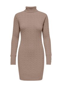 Strickkleid Only "ONLLOUIS LS ROLLNECK CABLE DRESS AT KNT", Damen, Gr. M, N-Gr, mocha meringue detail:melange, Strick, Obermaterial: 50% Viskose, 27% Polyamid, 23% Nylon, meliert, slim fit kurz, Kleider Strickkleid