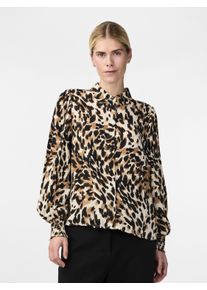 Shirtbluse Y.A.S "YASALIRA LS SHIRT S. NOOS", Damen, Gr. M, schwarz (schwarz aop:leo print), Web, Obermaterial: 100% Viskose, Blusen Shirtbluse