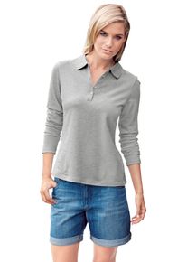 Poloshirt Heine "Poloshirt", Damen, Gr. 40, grau (grau, melange), 90% Baumwolle, 5% Viskose, 5% Elasthan, unifarben, Shirts Poloshirt