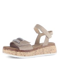 Sandalette Gabor "RHODOS", Damen, Gr. 37, beige (sand), Veloursleder, unifarben, Schuhe Sandalette, Sommerschuh, Riemchensandale mit zwei Klettverschl&uuml;ssen, G-Weite