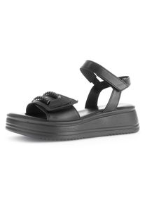 Sandalette Gabor "RHODOS", Damen, Gr. 42, schwarz (schwarz, schwarz), Kalbsleder, unifarben, Schuhe Sandalette, Sommerschuh, Riemchensandale mit zwei Klettverschl&uuml;ssen, G-Weite