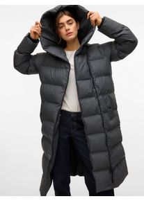 V&eacute;ro Moda Steppmantel VERO MODA "VMMIRIAM LONG COATED COAT BOO", Damen, Gr. XL, asphalt, Steppware, Obermaterial: 100% Polyester, unifarben, regular fit, Rippb&uuml;ndchen, M&auml;ntel Steppmantel