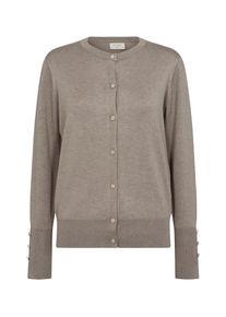 Strickjacke Freequent "FQKATIE", Damen, Gr. XL, beige (desert taupe melange), Feinstrick, Obermaterial: 82% Viskose, 16% Polyamid, 2% Elasthan, unifarben, bequem h&uuml;ftbedeckend, Rundhals, B&uuml;ndchen, Strickjacken Strickjacke, mit Zier-Kn&ouml;pfen