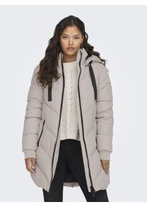 Jacqueline de Yong Steppmantel JDY "JDYSKYLAR LIFE HOOD JACKET OTW NOOS", Damen, Gr. M, grau (chateau gray detail:schwarz), Web, Obermaterial: 100% Polyester, unifarben, ca. Mitte Oberschenkel, Rippb&uuml;ndchen, M&auml;ntel Steppmantel