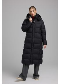 Steppmantel Manisa, Damen, Gr. 44, schwarz, Web, Obermaterial: 100% Polyester. Futter: 100% Polyester, unifarben, normal kniebedeckend, Rundhals, M&auml;ntel Steppmantel, mit Stehkragen und abnehmbarer Kapuze