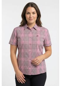 Karobluse Maier Sports, Damen, Gr. 56, rosa (pick beet, pi), Web, Obermaterial: 85% Polyester, 15% Viskose, bestickt, kariert, normal, abgesteppte Kante, Blusen Karobluse, mit Hemdblusenkragen