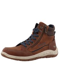 Schn&uuml;rboots Mustang Shoes "Benedetto", Damen, Gr. 41, braun (cognac), Lederimitat, Basic, Schuhe Schn&uuml;rboots, High Top Sneaker, Schn&uuml;rboots mit Rei&szlig;verschluss