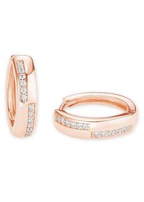 Paar Creolen Amor "2022065", rosa (silberfarben, ros&eacute;goldfarben, kristallwei&szlig;), Ohrringe, Damen, 15mm, Silber 925 (Sterlingsilber), Paar Creolen, mit Zirkonia (synth.)