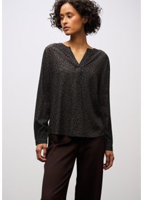 Langarmbluse Street One, Damen, Gr. 44, schwarzest braun, Web, Obermaterial: 100% Viskose, normal h&uuml;ftbedeckend, V-Ausschnitt, Blusen Langarmbluse, mit Leo-Print, im Tunika-Stil