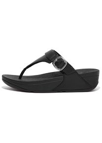 Dianette fitflop "LULU", Damen, Gr. 37, schwarz, Rindsleder, unifarben, Schuhe Dianette, Sandale, Keilsandale mit weichem Zehensteg