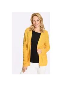 Cardigan Classic Basics, Damen, Gr. 52, gelb, 100% Polyacryl, unifarben, Strickjacken