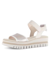 Keilsandalette Gabor, Damen, Gr. 42, beige (goldfarben, creme), Glattleder, Schuhe Keilsandalette, Plateau, Riemchensandale, Sommerschuh mit Fersenpolsterung