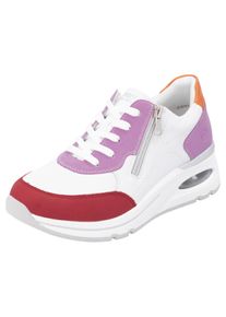 Keilsneaker Remonte "Elisabeth Hurley-Collection", Damen, Gr. 38, bunt (wei&szlig; multi), Leder, Lederimitat, kontrastfarbene Details, Schuhe Keilsneaker, Freizeitschuh, Halbschuh, Schn&uuml;rer mit herausnehmbarer Soft-Einlage