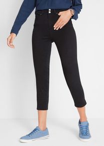 Push-up-Jeans bonprix, Damen, Gr. 56, N-Gr, schwarz (schwarz denim), Obermaterial: 71% Baumwolle, 27% Polyester, 2% Elasthan, regular fit, Jeans Push-up-Jeans, Regular Fit, Mid Waist, 7/8-L&auml;nge, mit hohem Stretchanteil