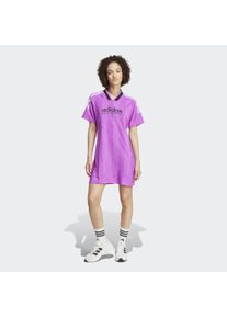 Shirtkleid adidas Sportswear "TIRO CUT 3-STREIFEN JACQUARD", Damen, Gr. XS, N-Gr, lila (lila burst), Obermaterial: 100% Polyester, Kleider Shirtkleid