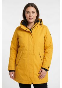 Wintermantel Maier Sports, Damen, Gr. 40, gold (nugget gold), Obermaterial: 100% Polyester, hoch geschlossener Ausschnitt, Windstopperb&uuml;ndchen mit Druckkn&ouml;pfen, M&auml;ntel Wintermantel, Wasser- & winddicht & atmungsaktiv, gro&szlig;e Gr&ouml;&szlig;en