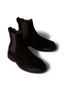 Chelseaboots Calvin Klein Jeans "COMBAT ESS CHELSEA BOOT SU", Herren, Gr. 42, schwarz, Veloursleder, unifarben, Schuhe Chelseaboots, Stiefelette, Schlupfboots, Profilsohle, mit Anziehlasche