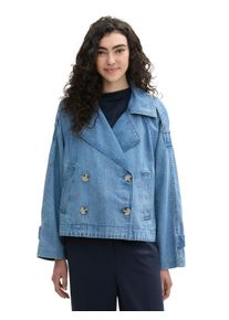 Jeansjacke Tom Tailor Denim, Damen, Gr. L (40), blau (used mid stone blau denim), Obermaterial: 100% Baumwolle. Futter: 100% Baumwolle, regular fit, asymmetrischer Ausschnitt, Jacken Jeansjacke