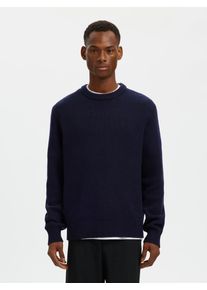 Rundhalspullover Selected "SLHCODY LS KNIT RELAXED CREW NECK NOOS", Herren, Gr. XL, blau (sky captain), Strick, Obermaterial: 65% Wolle, 35% Nylon, unifarben, regular fit normal, Rundhals, Rippb&uuml;ndchen, Pullover Rundhalspullover