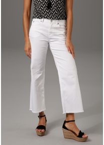 7/8-Jeans Aniston CASUAL, Damen, Gr. 46, N-Gr, wei&szlig;, Denim/Jeans, Obermaterial: 98% Baumwolle, 2% Elasthan, unifarben, figurbetont 7/8-L&auml;nge, Jeans 7/8-Jeans, mit leicht ausgefranstem Beinabschluss, Topseller