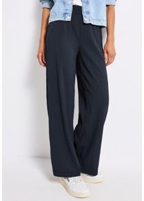 Stoffhose Street One, Damen, Gr. 36, L&auml;nge 30, blau (deepwater blau), Web, Obermaterial: 56% Polyester, 41% Viskose, 3% Elasthan, Crinkleoptik, loose fit kn&ouml;chellang, Hosen Stoffhose, Sommerhose mit elastischem Bund